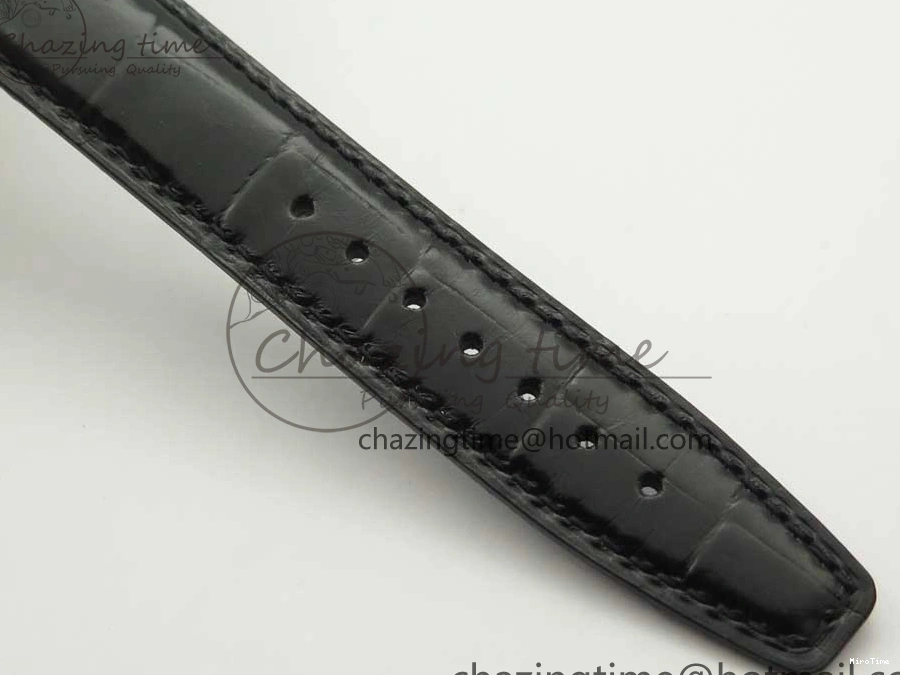 MIROTIME 0808 Portofino Automatic SS FKF 1:1 Best Edition White Dial RG Markers on Black Leather Strap A Stretchable 7141